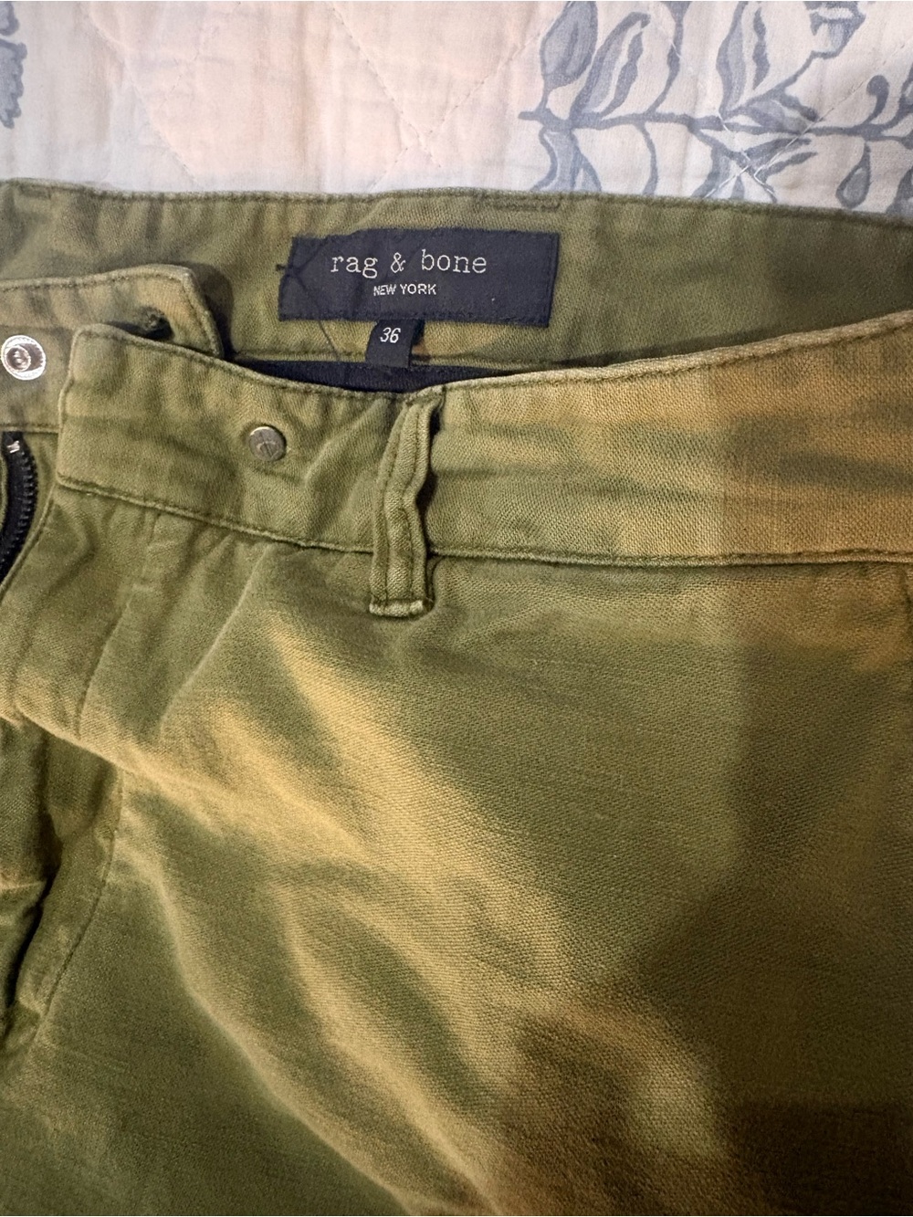 rag & bone Men’s Slim Straight Jeans in Olive Green